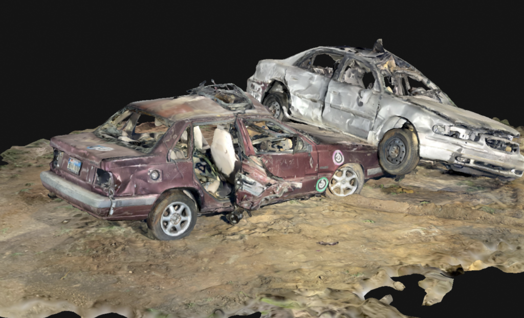 来自2023年德克萨斯州公共安全机器人峰会的Pix4D车辆碰撞模型.